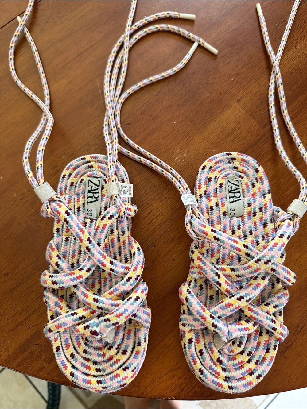 Zara Kids Braided Multicolor Rope Sandals - Pink Blue Yellow